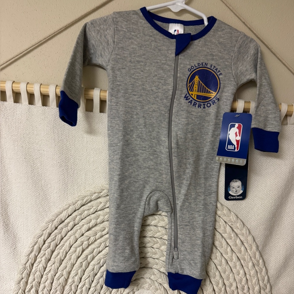 NWT Gerber Golden State Warriors Grey & Blue Baby One-Piece